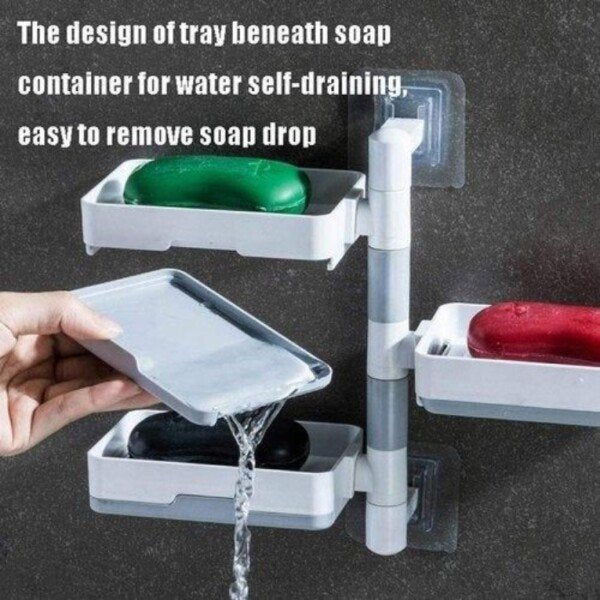 Soap Dish Holder – Wall Mounted Rotatable Self-Adhesive 3 Layer Soap Dish Holder for Bathroom Shower and Kitchen (CS-2087492)