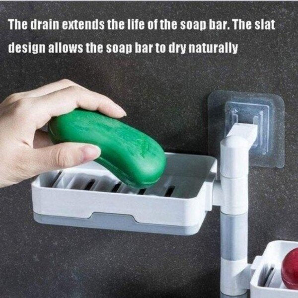 Soap Dish Holder – Wall Mounted Rotatable Self-Adhesive 3 Layer Soap Dish Holder for Bathroom Shower and Kitchen (CS-2087492)