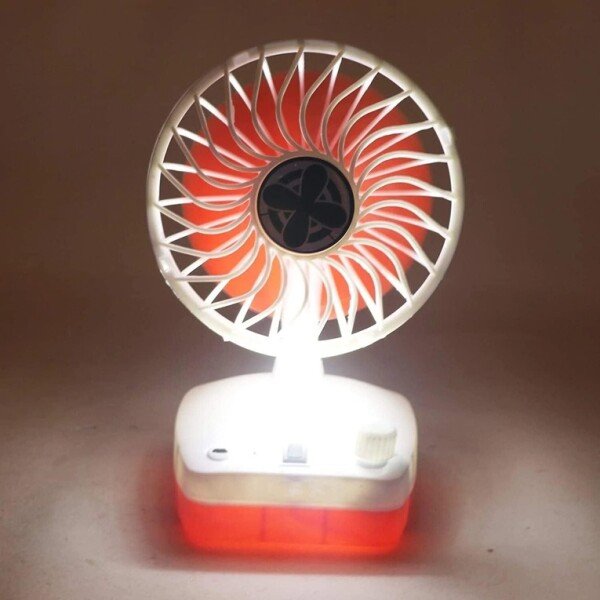 Table Fan with Light Rechargeable Fan (Multicolor) (CLS-2390909)