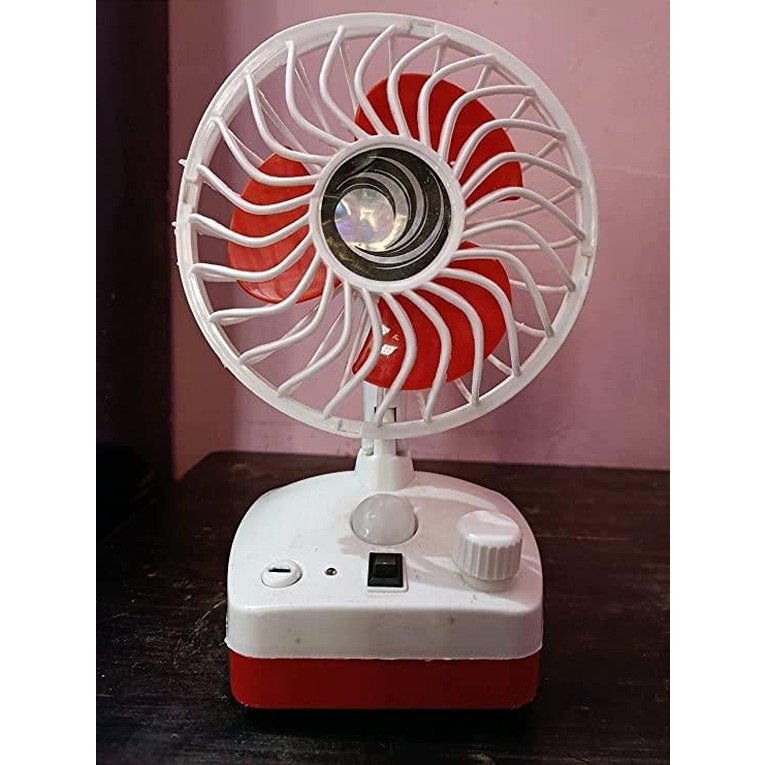 Table Fan with Light Rechargeable Fan (Multicolor) (CLS-2390909)