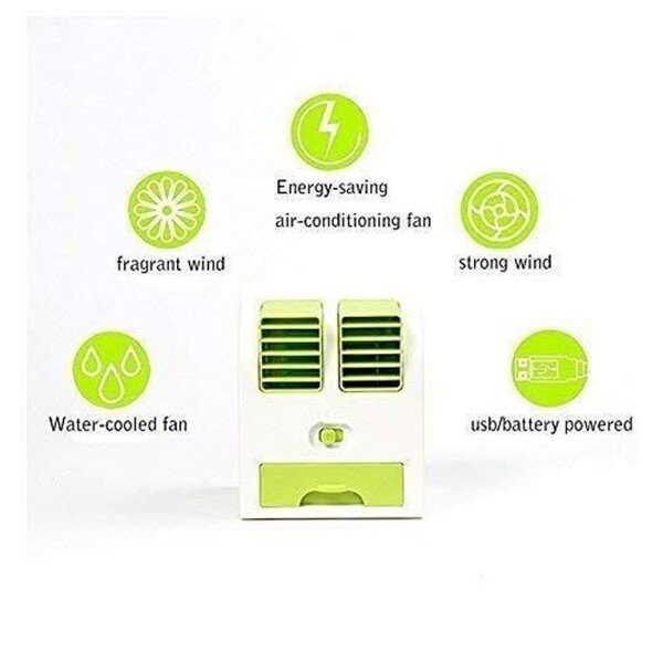 USB Portable Dual Bladeless Small Water Air Cooler (Multicolor) (CLS-2391056)