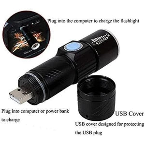 Torch Light USB Rechargeable Zoomable Emergency Long Life Bright Torch Pocket Light (CLS-2386824)
