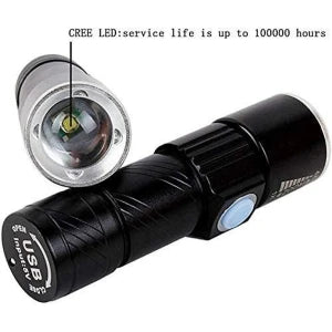 Torch Light USB Rechargeable Zoomable Emergency Long Life Bright Torch Pocket Light (CLS-2386824)
