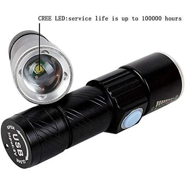 Torch Light USB Rechargeable Zoomable Emergency Long Life Bright Torch Pocket Light (CLS-2386824)