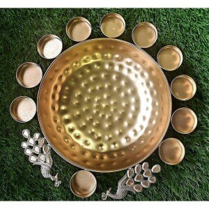 Urli Bowl for Home Decor Diwali Decoration Item Gifts – Tea Light Peacock Flower Shape Decorative Urli (CS-2385908)