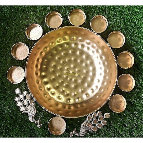 Urli Bowl for Home Decor Diwali Decoration Item Gifts – Tea Light Peacock Flower Shape Decorative Urli (CS-2385908)