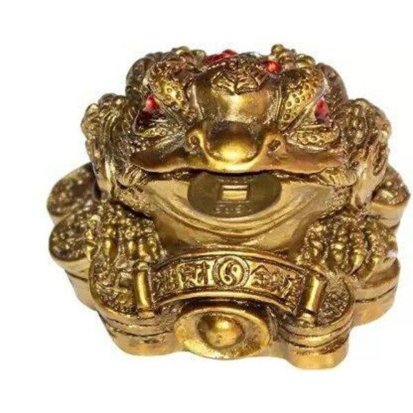 Vastu, Feng Shui, Three Legged Frog Showpiece With Coin For Health, Wealth And Happiness, Decorative Showpiece for Home Decor – 7 cm (CS-2357310)