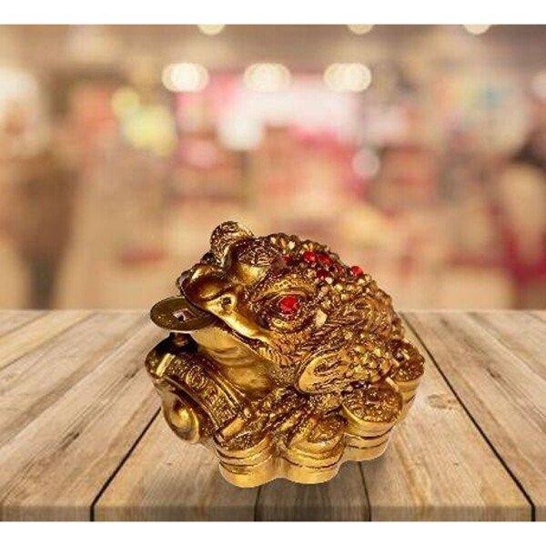 Vastu, Feng Shui, Three Legged Frog Showpiece With Coin For Health, Wealth And Happiness, Decorative Showpiece for Home Decor – 7 cm (CS-2357310)