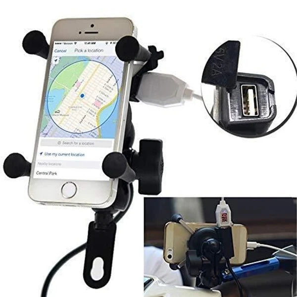 X-Grip Bike Mobile Charger & Phone Holder (Black) (CLS-2391364)