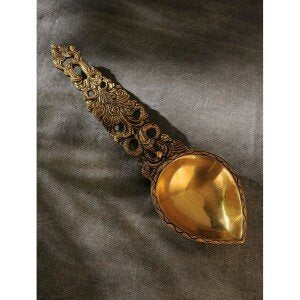 Buy Antique Gold Brass Hand Carved Tongs