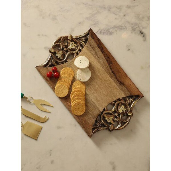 Buy Antique Gold Glass Beaten Tray/Platter