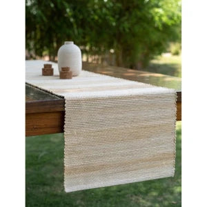 Buy Beige Brown Hand Crafted Banana Fibre Solid Table Runner