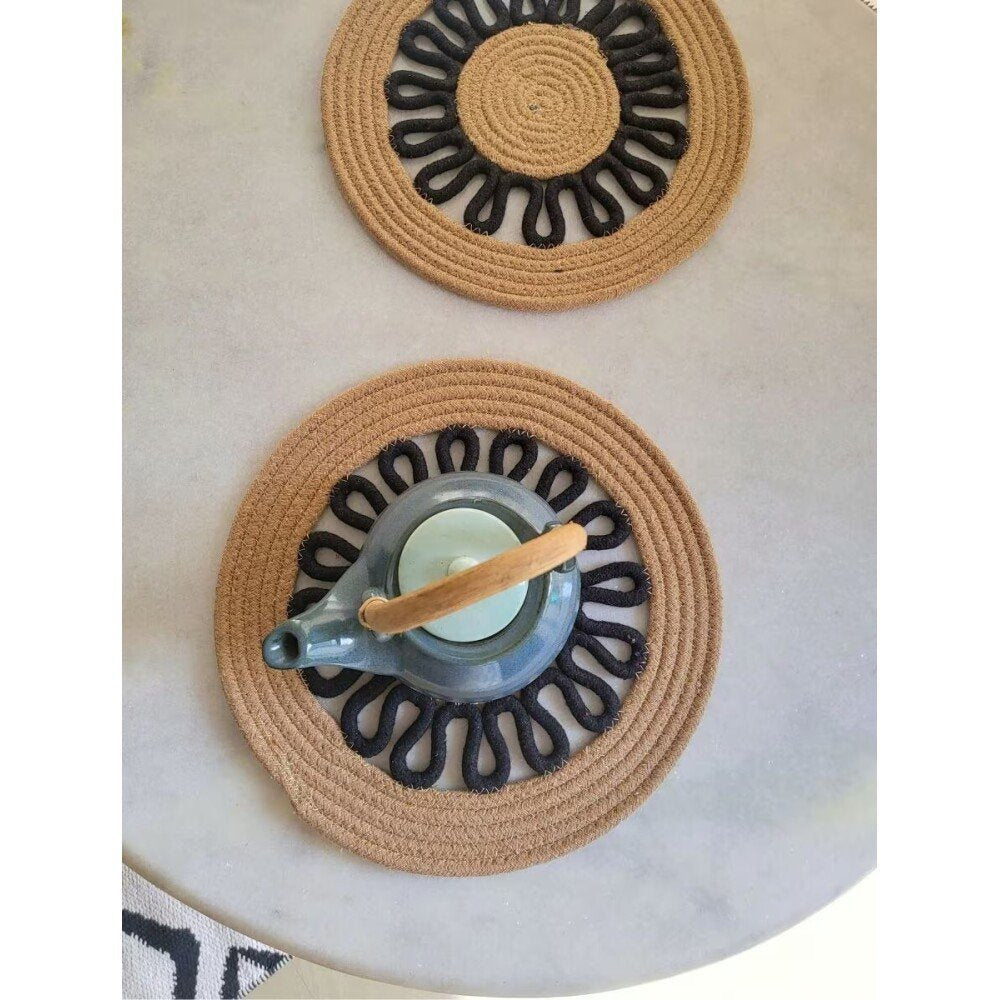 Buy Black Round Cotton Mats