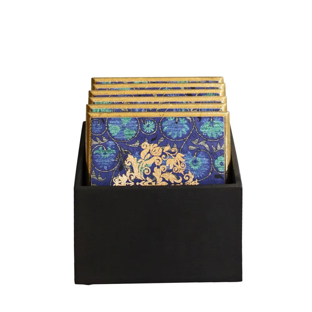 Buy Blue Wood Coaster & Trivet