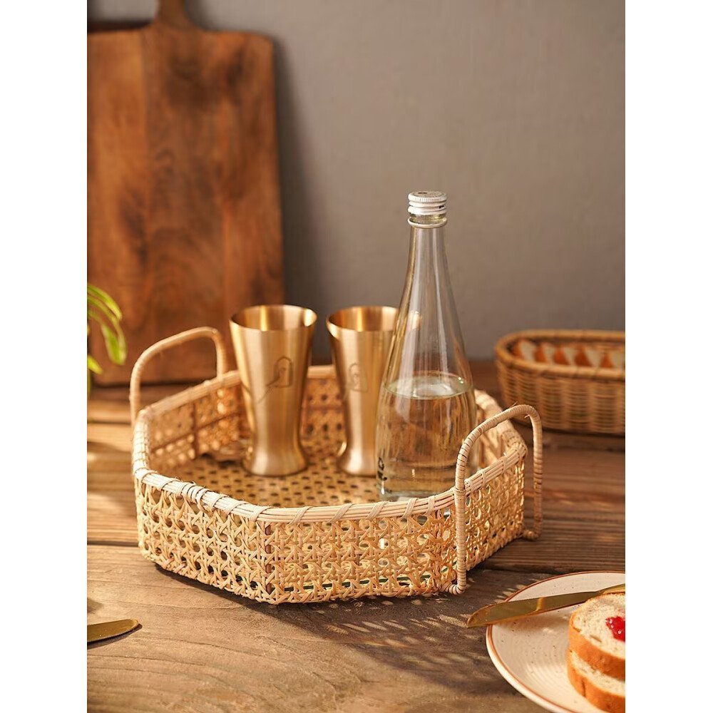Buy Brown Cane Table Top Tray/Platter