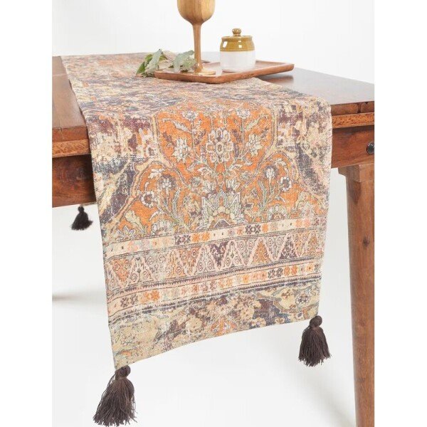 Buy Brown Printed Cotton Printed Rectangle Table Runner