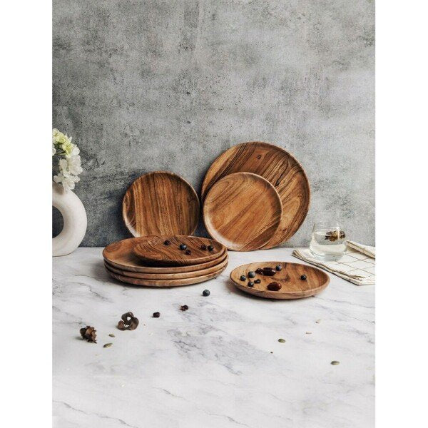 Buy Brown Wood Solid Plates