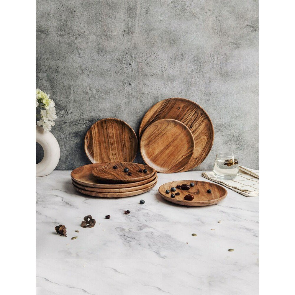 Buy Brown Wood Solid Plates