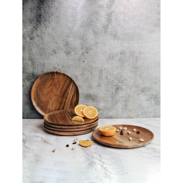 Buy Brown Wood Solid Plates
