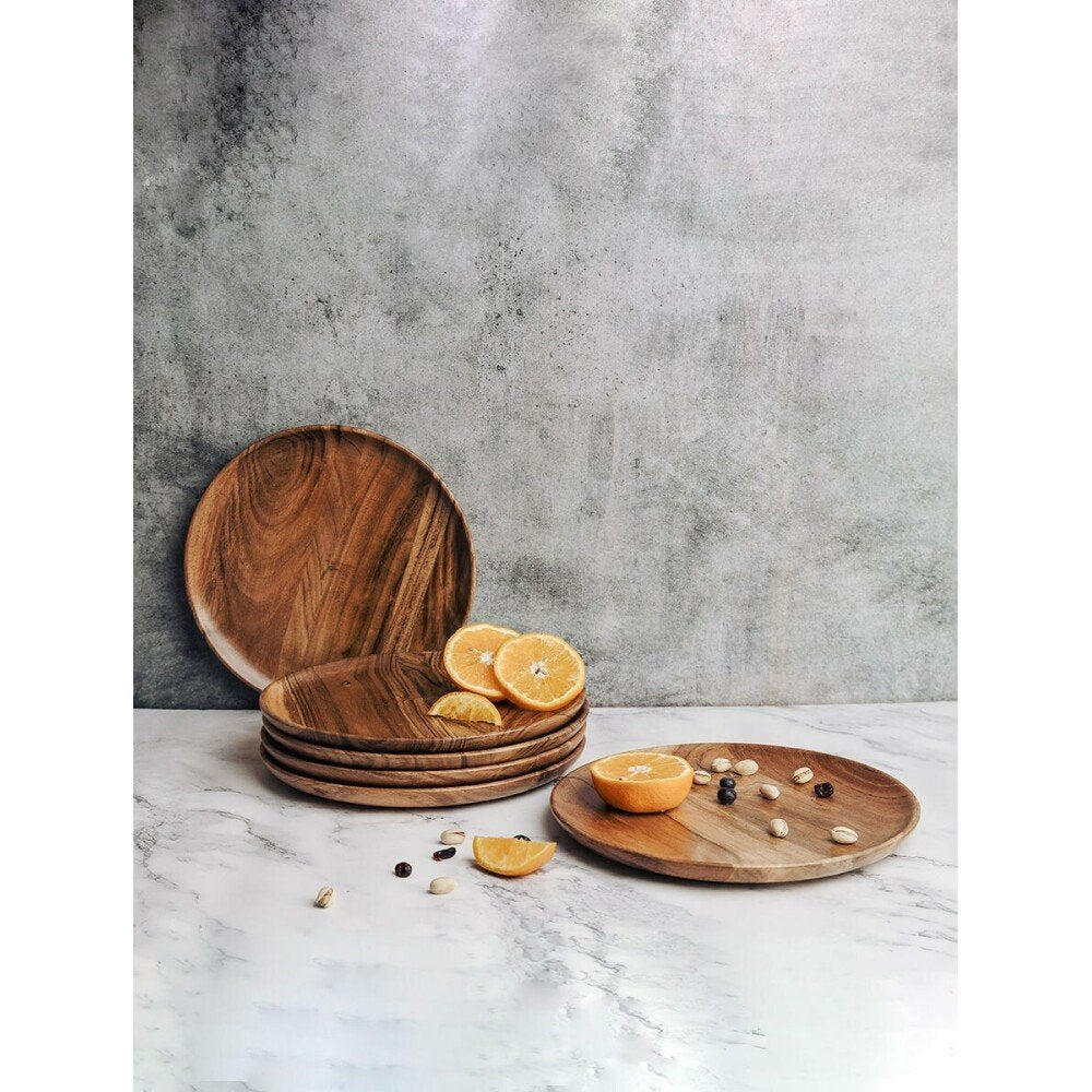Buy Brown Wood Solid Plates