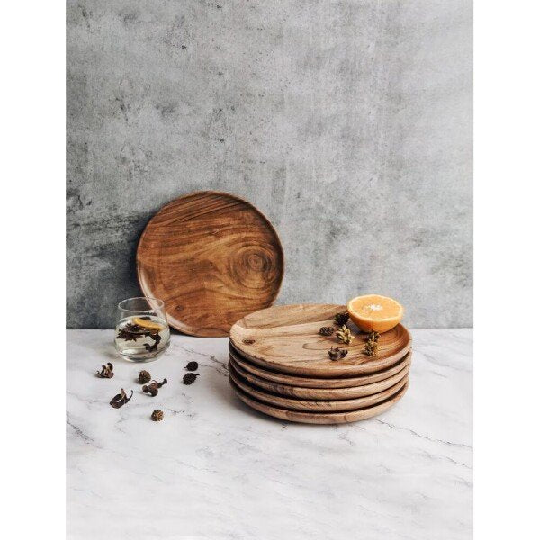 Buy Brown Wood Solid Plates