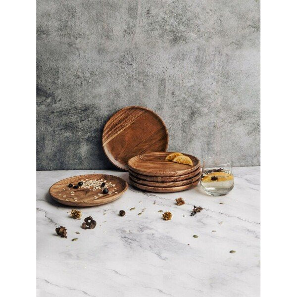 Buy Brown Wood Solid Plates