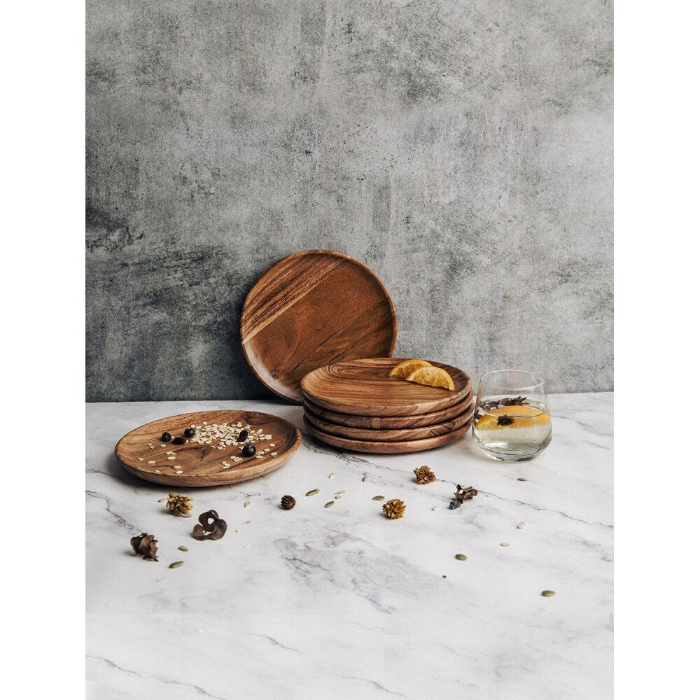 Buy Brown Wood Solid Plates