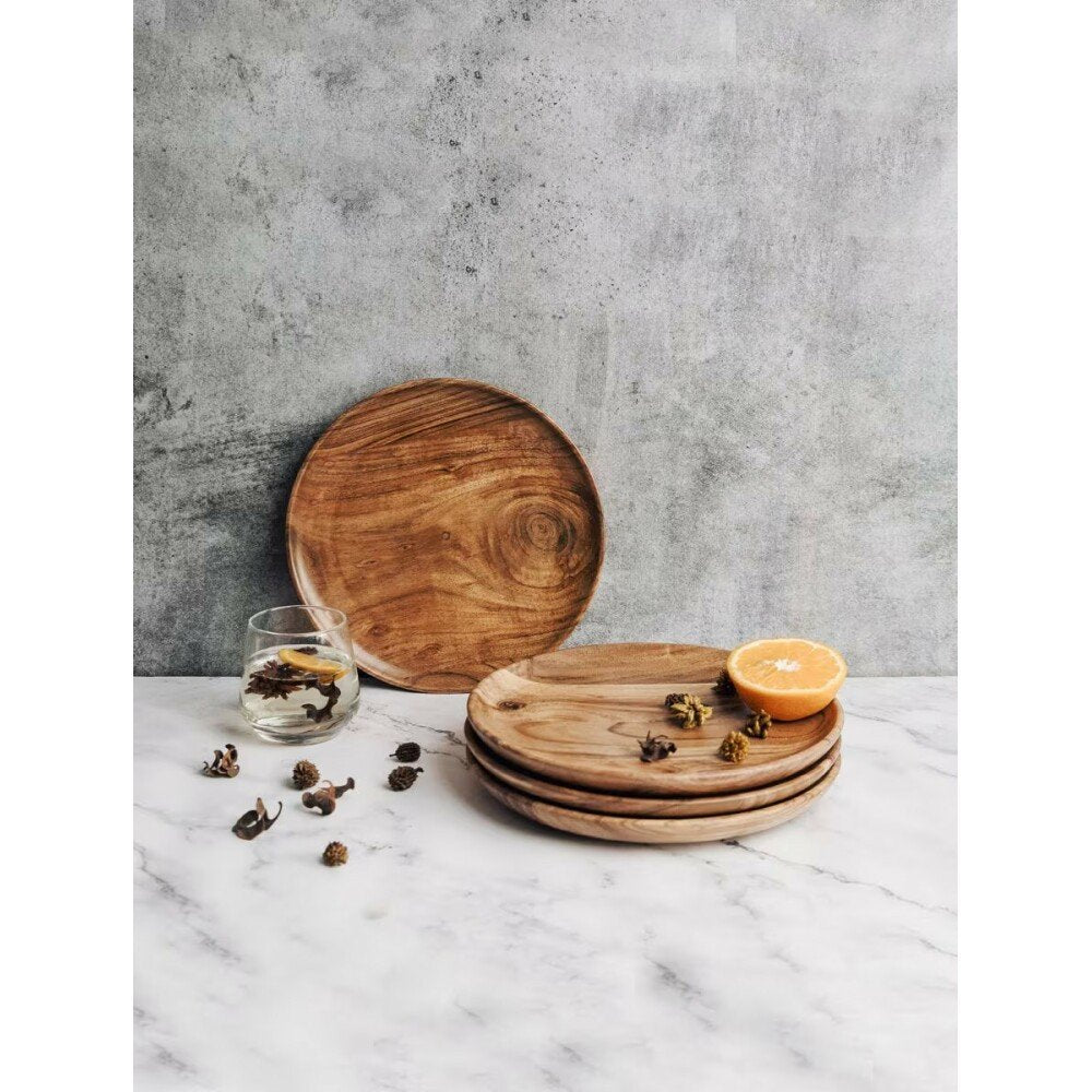 Buy Brown Wood Solid Plates