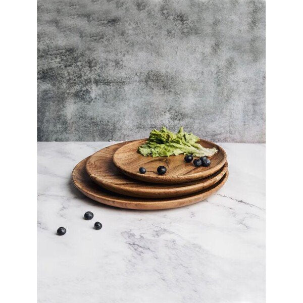 Buy Brown Wood Solid Plates