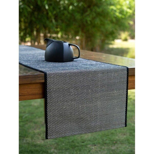 Buy Charcoal Black Hand Crafted Banana Fibre Solid Table Runner