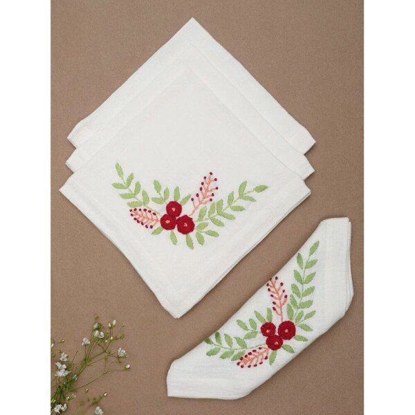 Buy Off White_Cream Cotton Printed Table Napkins
