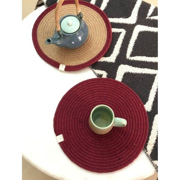 Buy Red Rectangle Cotton Mats