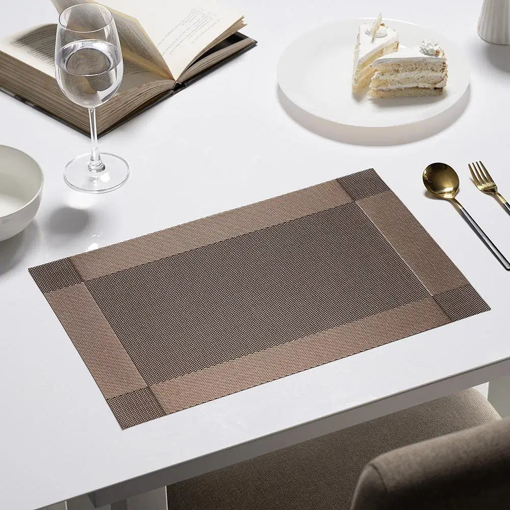 Buy Samba Brown, Rectangular PVC Dining Table Placemat – Set of 6