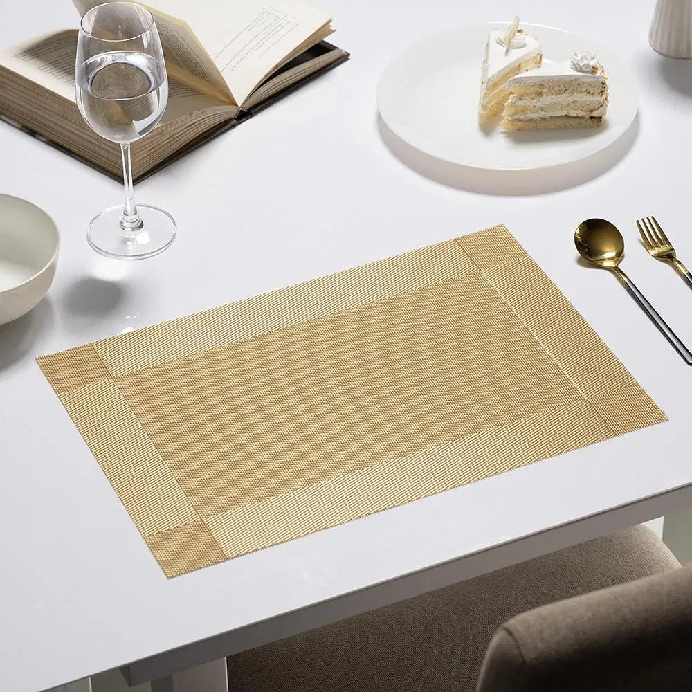 Buy Samba Golden, Rectangular PVC Dining Table Placemat – Set of 6