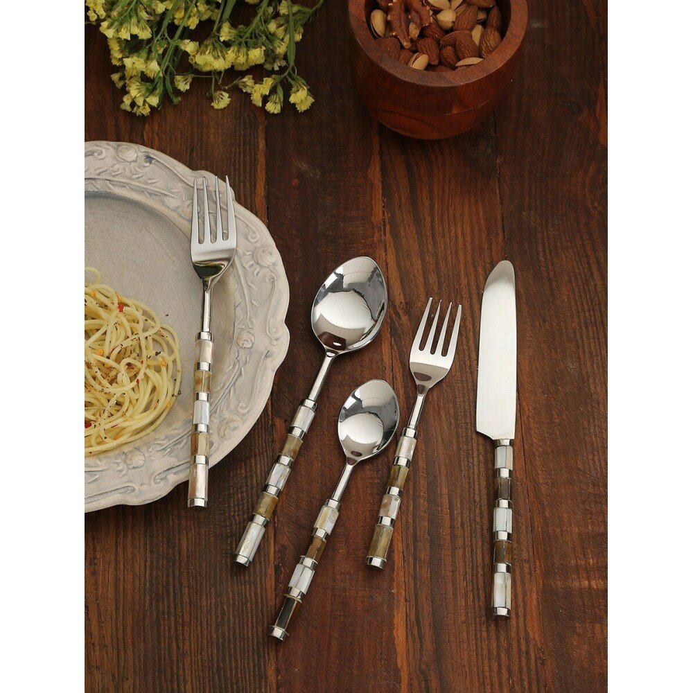 Buy Silver Carved Stainless Steel Cutlery