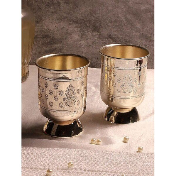 Buy Silver Hand Crafted Brass Glass/Tumbler