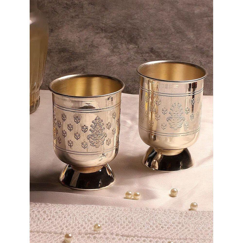 Buy Silver Hand Crafted Brass Glass/Tumbler