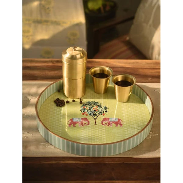 Buy Yellow Mango Wood Carved Tray