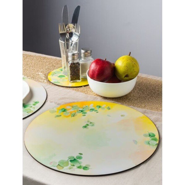 Buy Yellow Round MDF Printed Mats