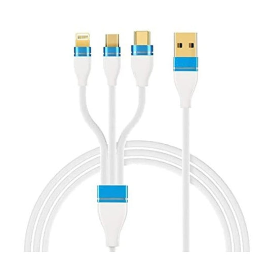 3 in 1 Nylon Braided 3.0 A 1 m Data Cable for Charging Micro USB for iOS and Type C (CLS-2245683)