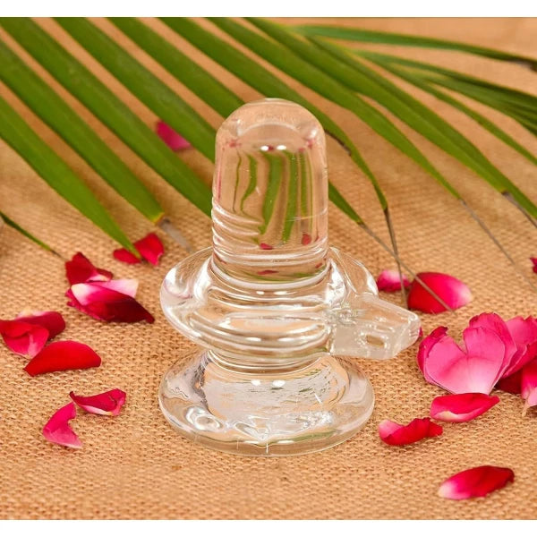 Sphatik Shivling/Big Size for Home Pooja Decorative Showpiece – 4 inch, 250gm (Crystal, White)
