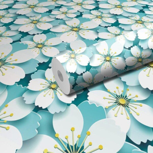 WallDaddy Self Adhesive Wallpaper For Wall (300×40)Cm Wall Sticker |Design BlueFlower