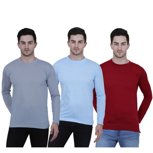 Men’s Stylish T-shirt Cotton Blend Solid Full Sleeves