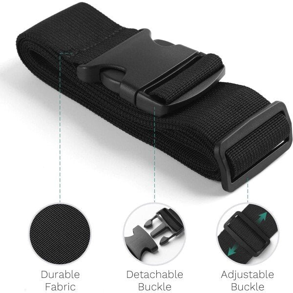 Heavy Duty with Quick-Release Buckle Suitcase Safe Belt with Name Card, Adjustable Buckle for Traveling Bags, Bike