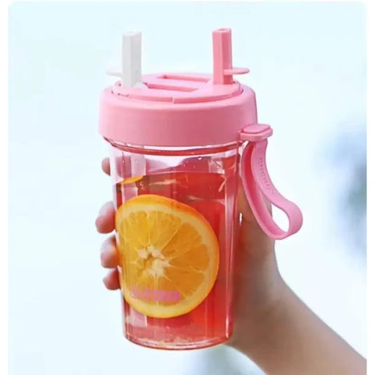 2 in 1 Water Bottle for hot and Cold Drinks with Double Straws and Cover 1000 ml Bottle