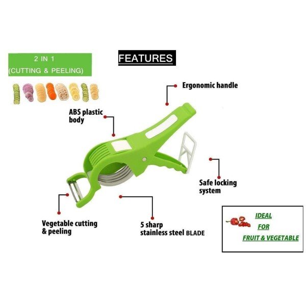 Plastic 2 in 1 Vegetable & Fruit Multi Cutter
