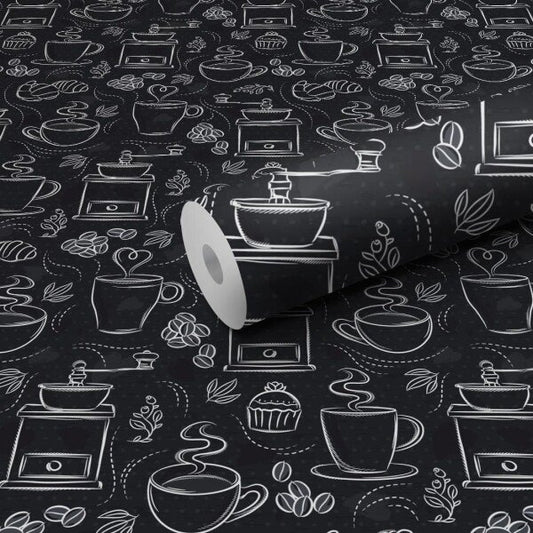 WallDaddy Self Adhesive Wallpaper For Wall (300×40)Cm Wall Sticker |Design CoffeeSketch