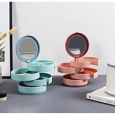 4 Layer Rotating Jewelry Box with Mirror