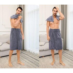 Men Bath Wrap Pocket Microfiber Bath Towel With Hand Towel