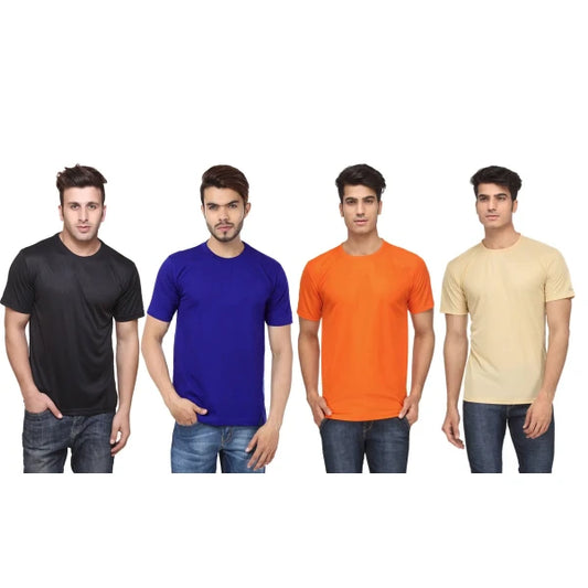 Cotton Solid Round Neck Full Sleeves T-shirt For Men (Pack of 2)